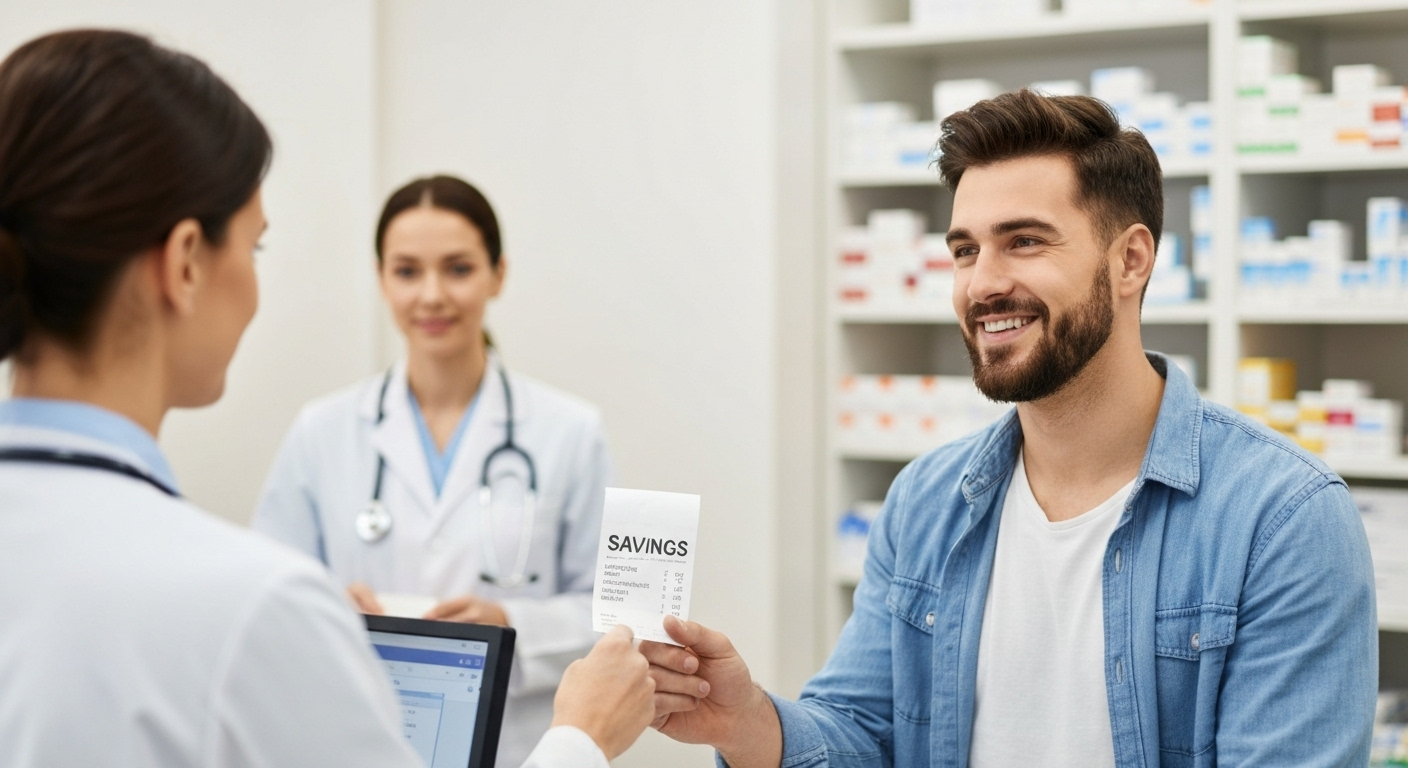 person saving on prescriptions